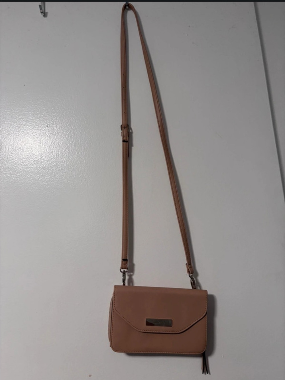 Nine West Tan Crossbody Bag with Metal Logo Plate